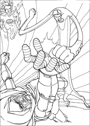 Mr Fantastic Is Fighting  Coloring Page